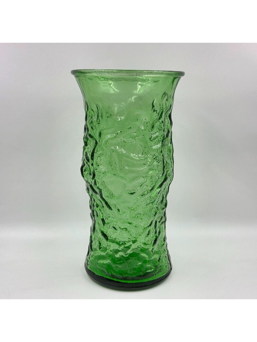 E. O. Brody Co. Crinkle Green Pressed Glass Flower Vase